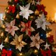 thumbnail image 3 of Flores artificiales navideñas de 28 cm con lentejuelas brillantes, flores de pascua de tela, flores artificiales para decorar el árbol de Navidad, bodas, cumpleaños y coronas decorativas, 3 of 7