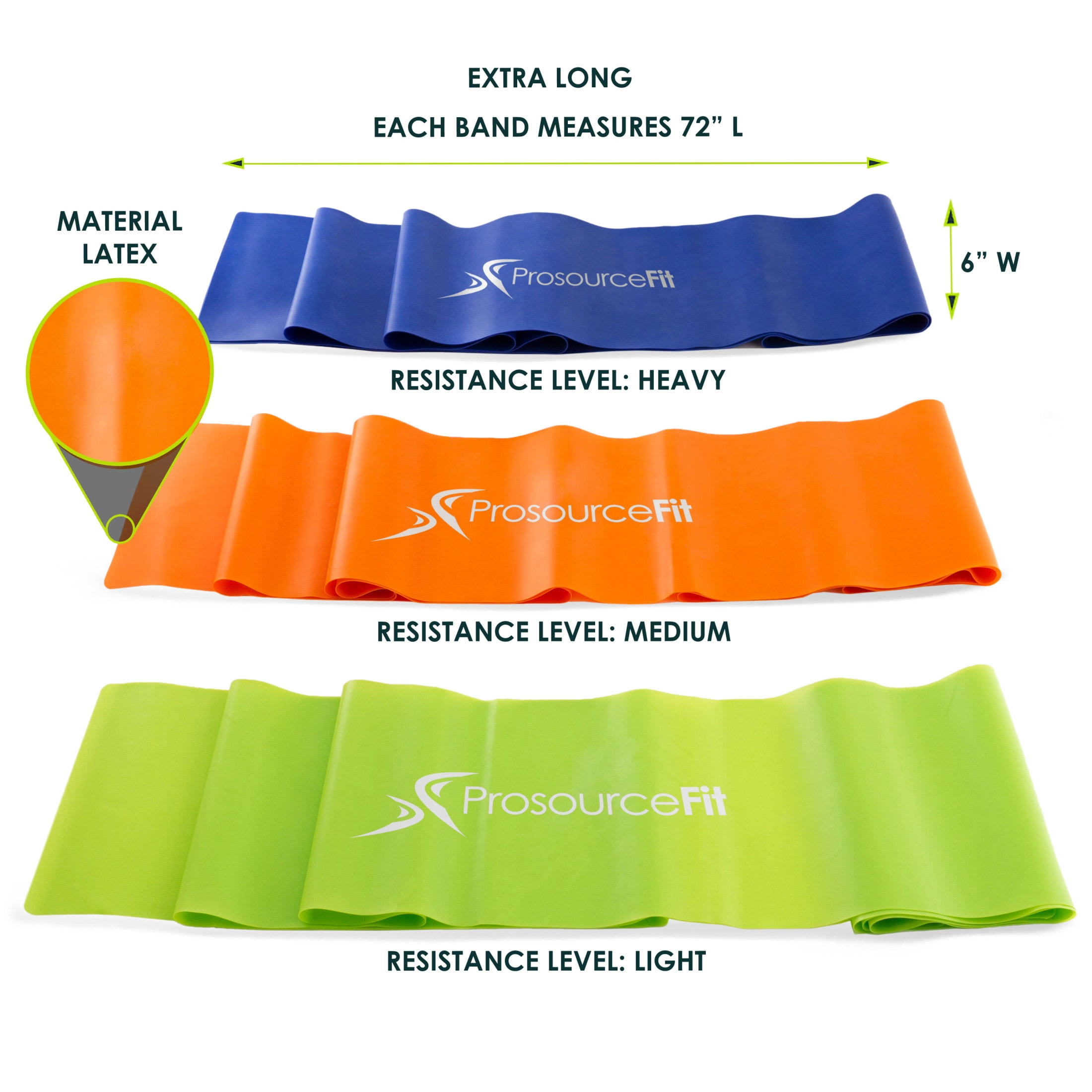 ProsourceFit Therapy Flat Resistance Bands, Set of 3