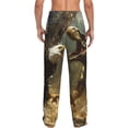 thumbnail image 3 of Uemuo Dinosaur Bald Eagle Pattern Men's Wide Leg Palazzo Lounge Pants with Pockets Light Weight Loose Comfy Casual Pajama Pants-Medium, 3 of 9