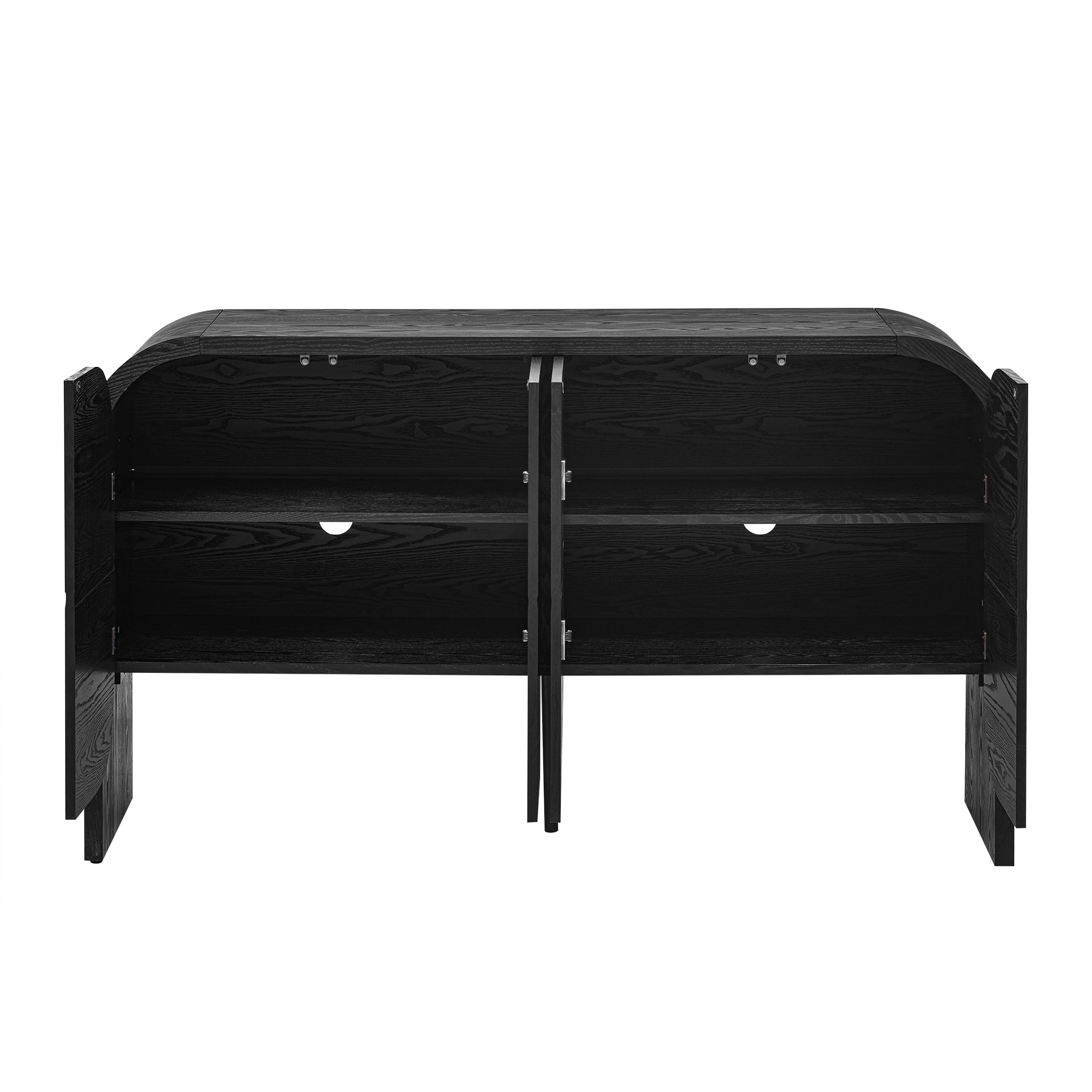 EUROCO 56" Sideboard Buffet Cabinet with Storage,Wood Storage Cabinet with Adjustable Shelves and 4 Doors,Retro Console Table for Kitchen, Living Room,Entryway,Black