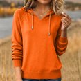 thumbnail image 3 of Wutalume Women's Hooded Knit Sweatshirt Pullover with Drawstring, Loose Casual Long Sleeve Top, Cozy Layer for Outdoor Activities and Lounging,Orange S, 3 of 5