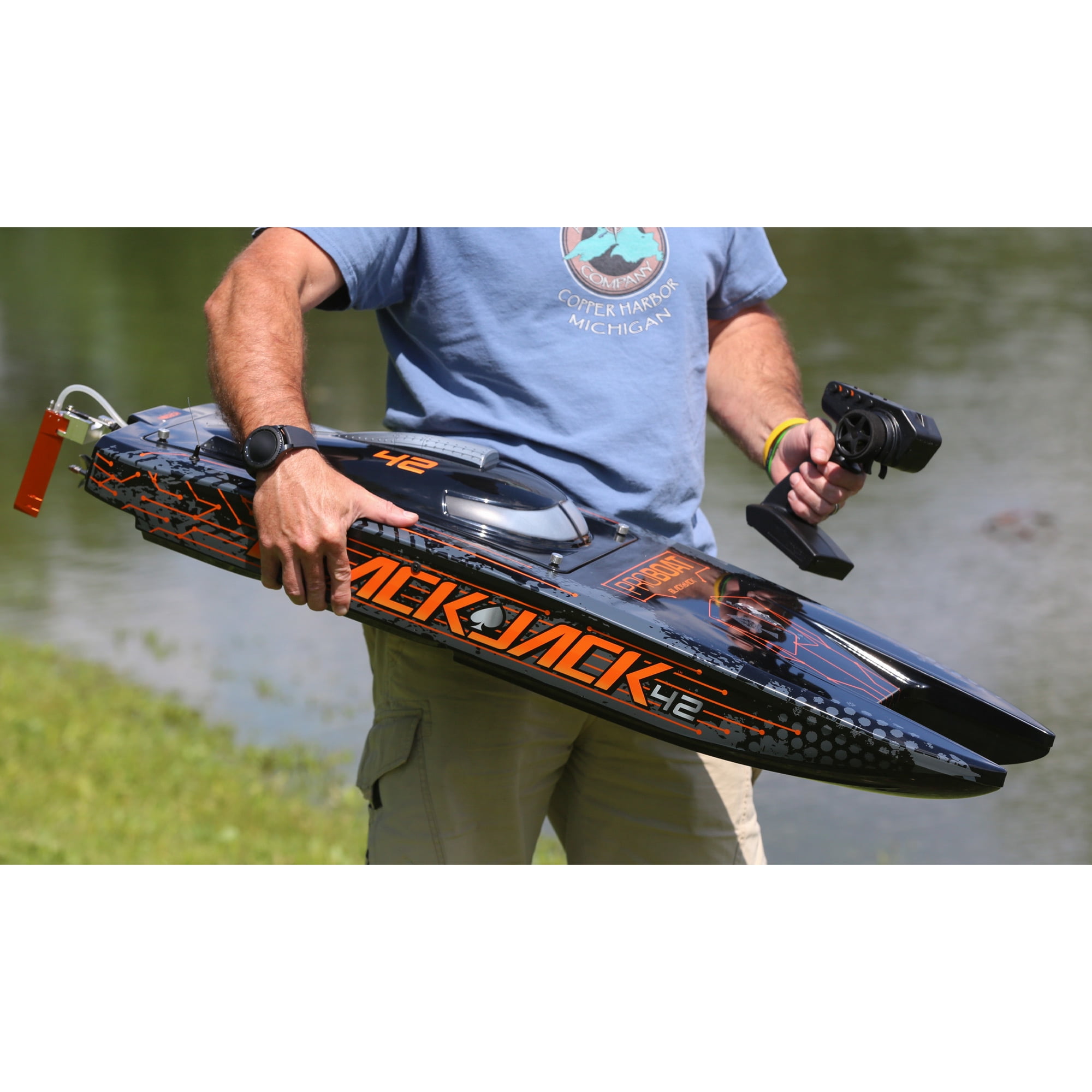 Pro Boat RC Blackjack 42" 8S Brushless Catamaran RTRBattery and Charger Not included Black/Orange PRB08043T1 Boats RTR Electric