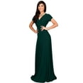 thumbnail image 4 of KOH KOH Long V-Neck Flowy Cap Short Sleeve V-Neck Bridesmaid Wedding Guest Party Formal Summer Sundress Tall Gown Maxi Dress Dresses For Women Emerald Green XXX-Large US 22-24 NT074, 4 of 6