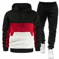 thumbnail image 2 of QHRMKOG Mens Sweatsuit Comfrot Long Sleeve Color Block Hoodies and Sweatpants Tracksuit Big and Tall Pullover Jogging Sets Fashion Trainning Outfits Red M, 2 of 5
