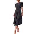 thumbnail image 1 of Txlixc Vestido de cintura alta para mujeres, impresión de punto de cuello redondo de manga corta Txlixc moda, 1 of 9