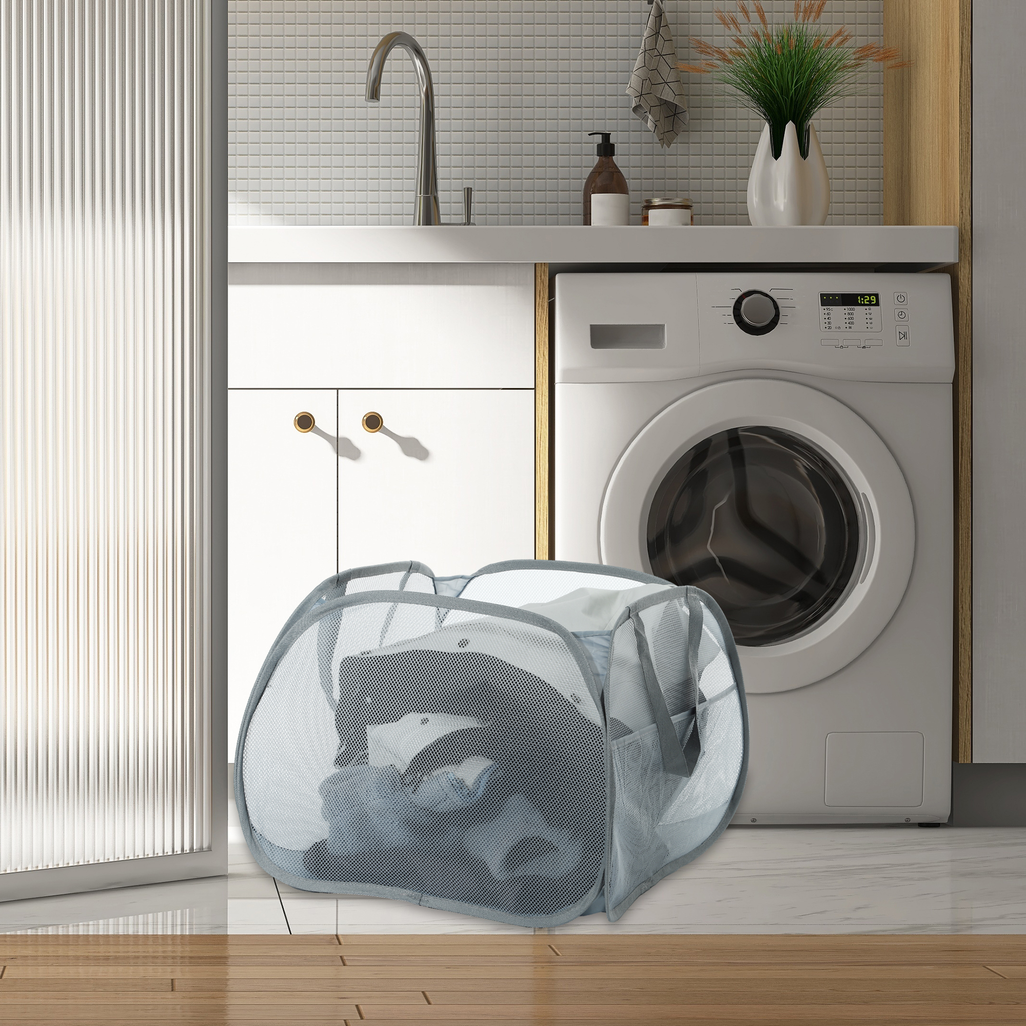 Unique Bargains Hamper Basket for Bathroom 1 Pc Gray
