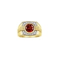 thumbnail image 1 of RYLOS Mens Rings 14K Yellow Gold Designer Round Gemstone &  Sparkling Diamond Ring Garnet January Birthstone Rings For Men, Men's Rings, Gold Rings Sizes 8 - 13, 1 of 7