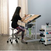 Studio Designs Deluxe Craft Station Mobile Drawing Craft Desk with Adjustable Top and Storage White/Maple