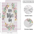 thumbnail image 2 of Happy Mothers Day Hand Towels 2 PCS, Spring Floral Pink Stripes Kitchen Towel Ultra Soft and Highly Absorbent,Decorative Fingertip Face Towel for Bathroom Hotel, 28.3"x14.4", 2 of 5