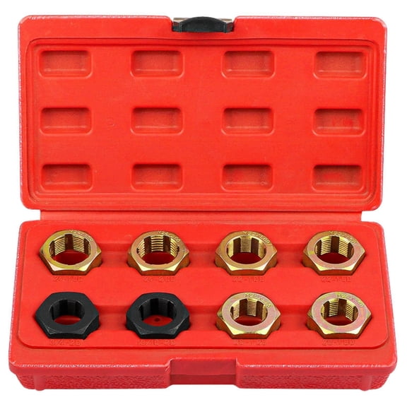 JunZheHub 8 Pieces Bolt Thread Repair Kit Red Plastic Case Thread Die Set Hex-Shaped