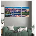 thumbnail image 2 of Sunset Landscape Canvas Wall Art for Living Room Wall Decor Snow Mountain Forest River Nautre Canvas Picture Prints Artwort Bedroom Bathroom Office Home Decor Framed Ready to Hang 12" X 16" X 3 Pieces, 2 of 5