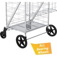 thumbnail image 2 of Jumbo Shopping Cart with Double Basket Grocery Cart Deluxe Folding Shopping Cart 360°Rolling Swivel Bearing Wheels Super Loading Utility Cart for Laundry, Grocery, Luggage, 2 of 5