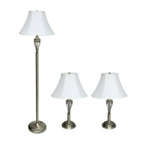 Perennial Roma Classic 3 Piece Metal Lamp Set (2 Table Lamps, 1 Floor Lamp) For Living Room, Bedroom, Home D�cor