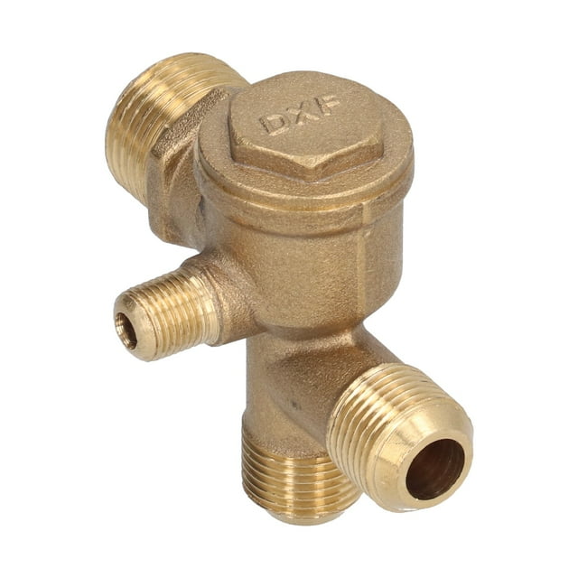 Brass Check Valve Accessory 4 Way Double Pipe, High Strength Check Valve for Air Compressor, with Features for Air Compressor