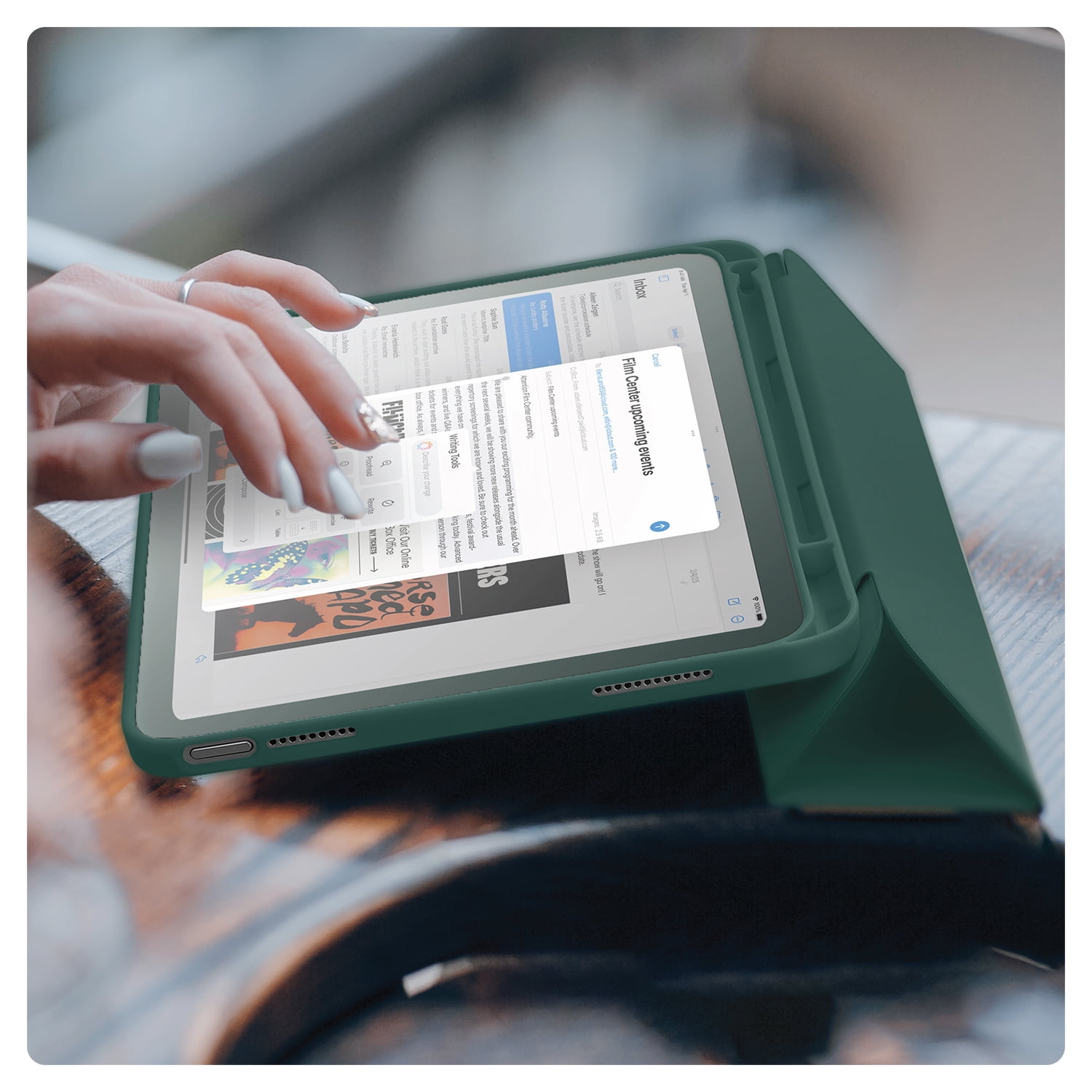 Vena For Apple iPad A16 Case, iPad 10th Generation Case Trifold Stand, iPad 11th Generation Case Pencil Holder, Slim Stand Protective Cover, Green