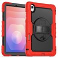 thumbnail image 2 of Case for Samsung Galaxy Tab S11 Ultra 2025 14.6 Inch with Screen Protector, 360 Degree Rotating Kickstand Hand Strap Heavy Duty Shockproof Cover with Shoulder Strap, Red, 2 of 7