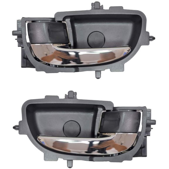 PT Auto Warehouse TO-2189MA-DP - Inner Interior Inside Door Handle, Chrome Lever with Black Knob - Left/Right Pair Fits select: 2014-2018 TOYOTA COROLLA