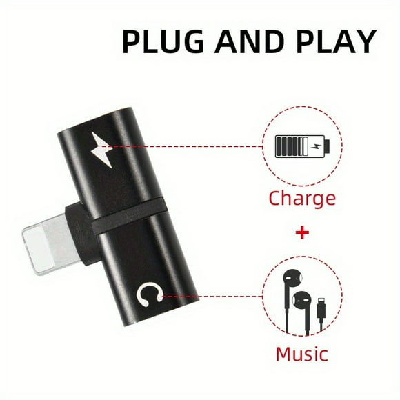 2-in-1 For IPhone Earphone Audio Converter Dual For Apple Charging Flat Port Charging Listening Phone Adapter Charger Audio Jack Adapter