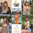 thumbnail image 4 of Peluca rubia con flequillo, peluca larga ondulada y rizada con raíces oscuras, pelucas sintéticas resistentes al calor para mujeres, uso diario en fiestas, 4 of 5