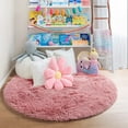 thumbnail image 4 of Junovo Round Fluffy Area Rugs For Kids Girls Princess Castle Plush Shaggy Carpet Cute Circle Nursery Rug For Kids Room Bedroom Living Room,4'x4',Blush, 4 of 7