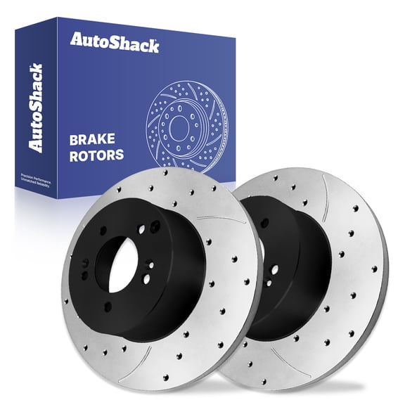 AutoShack Rear Solid Drilled & Slotted E-Coated Brake Rotors 2-PC Set Replacement for 2005-2010 Hyundai Sonata 2006-2010 Kia Optima 2005-2010 Kia Sportage ShadowGuard 10.31" (262 mm)
