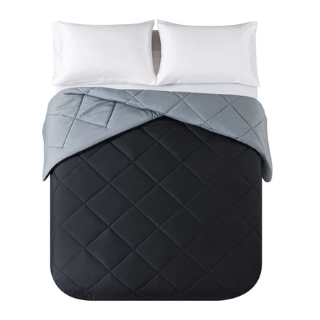 MAINSTAYS REVERSIBLE MICROFIBER COMFORTER, BLACK, FULL/QUEEN