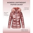 thumbnail image 3 of Giolshon Women's Lightweight Winter Warm Puffer Bubble Coat Quilted Padded Hooded with Faux Fur Collar Outerwear, 3 of 4