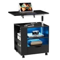 thumbnail image 3 of Homall Auto LED Nightstand with 2 USB Charging Ports Removeable Nightstand has Adjustable Rotary Table, Bedside Tables with One Drawer and 2 Shelf Including 3 Color LED Lighting, Black, 3 of 7