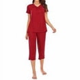 thumbnail image 3 of ziyahi Ensemble de Pyjama pour Femmes Sexy Col en V Haut Pantalon Modal, Rouge, m, 3 of 7