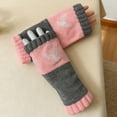 thumbnail image 3 of Gelikeya Winter Fingerless Gloves for Women Thermal Fashion Color Block Embroidery Arm Warmers for Cold Weather, Pink & One Size, 3 of 3