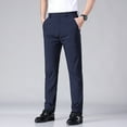 thumbnail image 4 of Gyexs Chinos Pants Men Slim Fit Lightweight Breathable Straight Leg Pants Relaxed Fit Elastic Waist Khaki Trousers Spring Summer Clothes Blue, Szie 36, 4 of 5