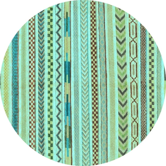 Ahgly Company Indoor Round Oriental Light Blue Modern Area Rugs, 8' Round