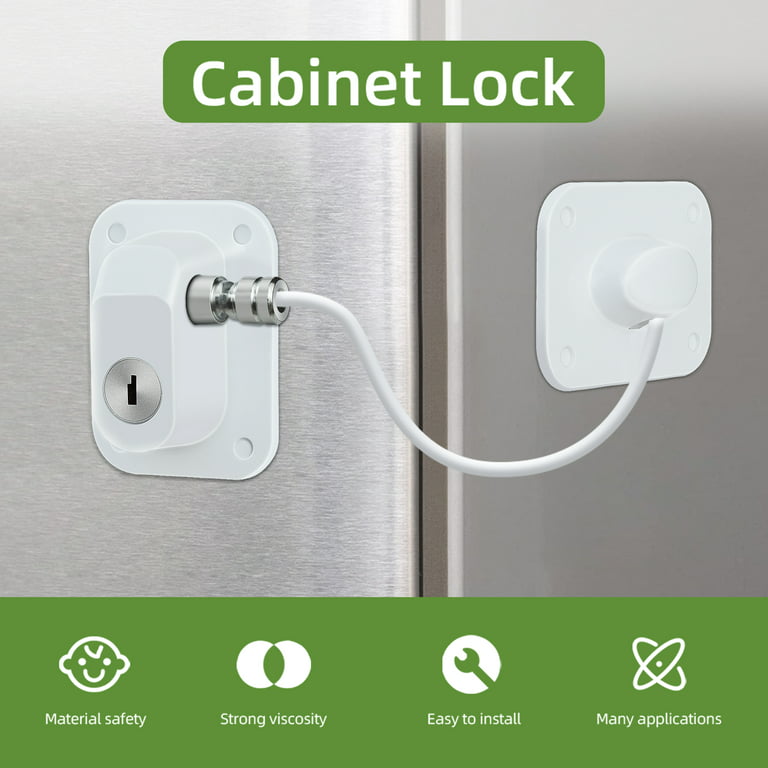 Refrigerator Lock, Mini Fridge Lock Freezer Door Lock for Kids, Cabinet  Locks with Keys, Black 