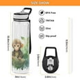 thumbnail image 3 of Monkey Leaves Sports Water Bottle Portable Travel Mug 32oz BPA Free Leak Proof Straw Transparent Tritan for Gym Yoga Cycling Camping, 3 of 7