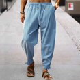 thumbnail image 2 of Men's Elastic Solid Cotton Casual Pants Loose Breathable Comfort Fit, 2 of 5