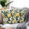 thumbnail image 2 of Waterproof Throw Pillow Covers Set of 2, 26x26 Inch Watercolor Lemon Decorative Pillowcases Outdoor Pillow Slip Cushion Covers Set for Couch Tent Green Yellow Fruit Country Flower, 2 of 7