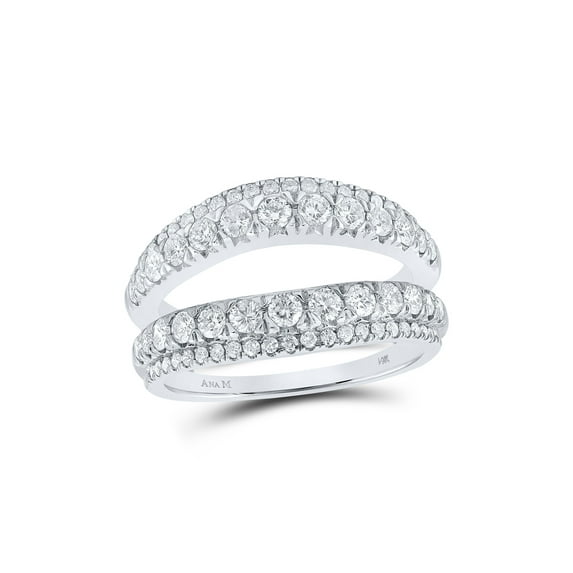 14kt White Gold Womens Round Diamond Wrap Enhancer Wedding Band 1-1/4 Cttw