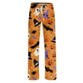 thumbnail image 6 of IYYVV Women's Halloween Pajama Cute Ghost Print Lounge Pants Palazzo Soft Lightweight Sleepwear Pjs Bottom 2026 Yellow 3XL, 6 of 7
