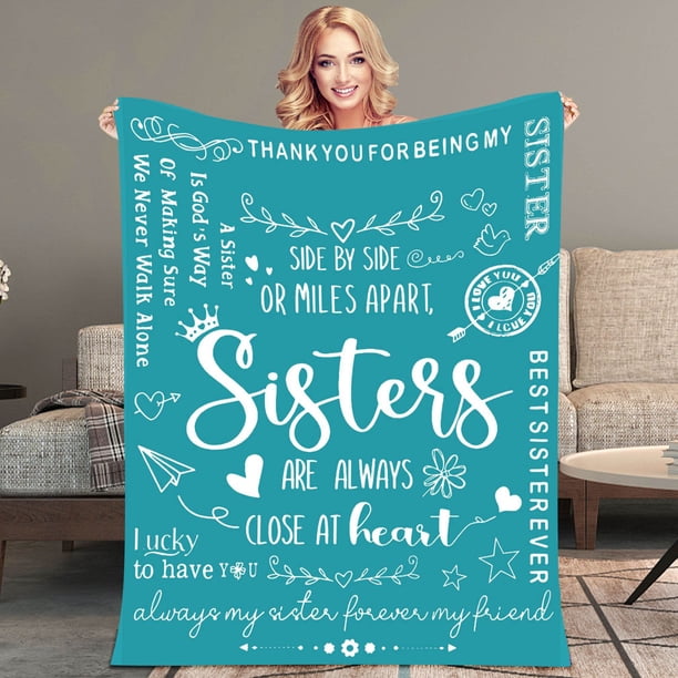 Manta de franela con estampado de sobre para hermana, regalo de cumpleaños, manta para amiga