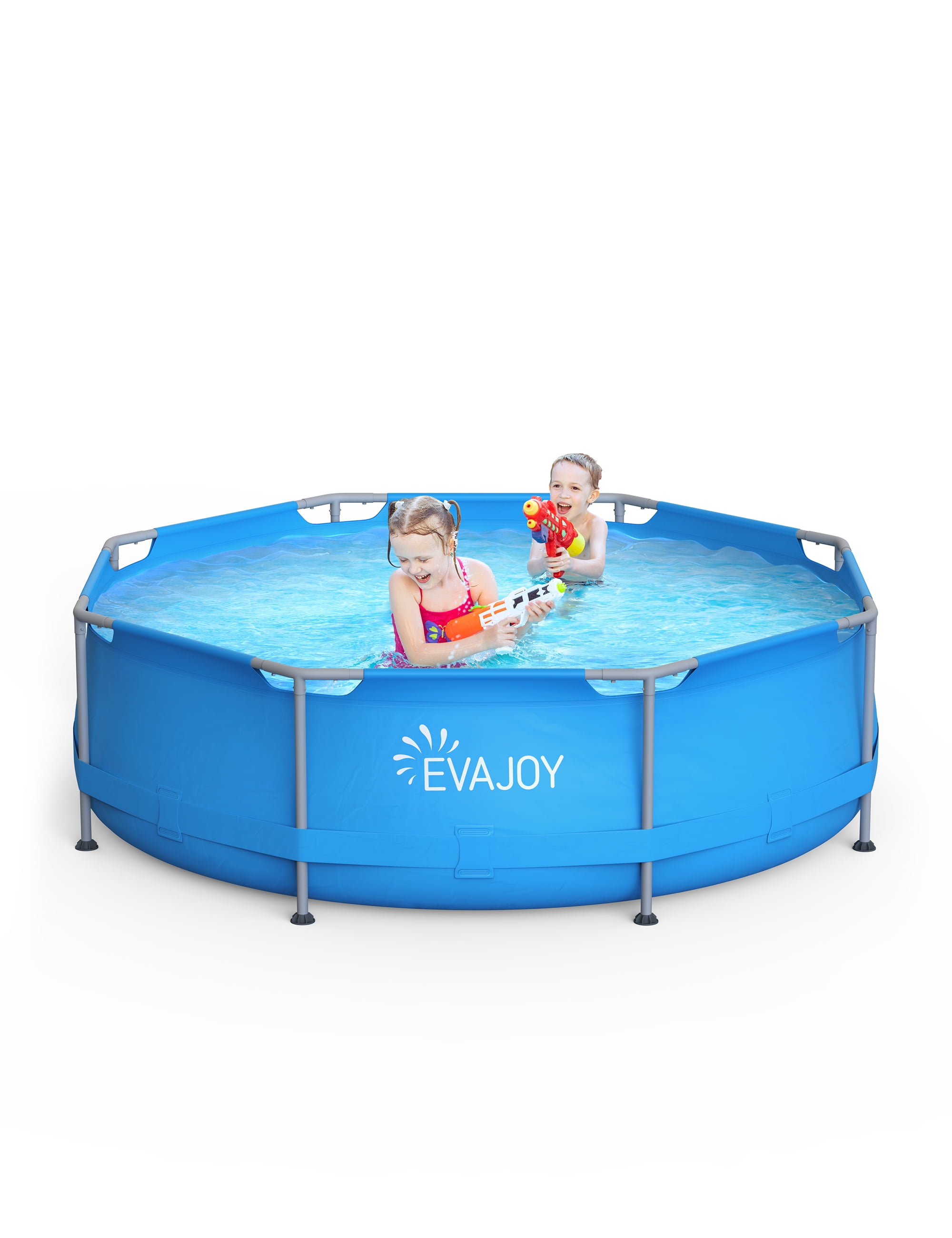 Evajoy 10 ft x 30 Inch Outdoor Metal Frame Above Ground Round Swimming
