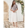 thumbnail image 4 of DARING DIVA Women's Short Sleeve Button Down Cable Knit Dressy Sweater L Grey, 4 of 6