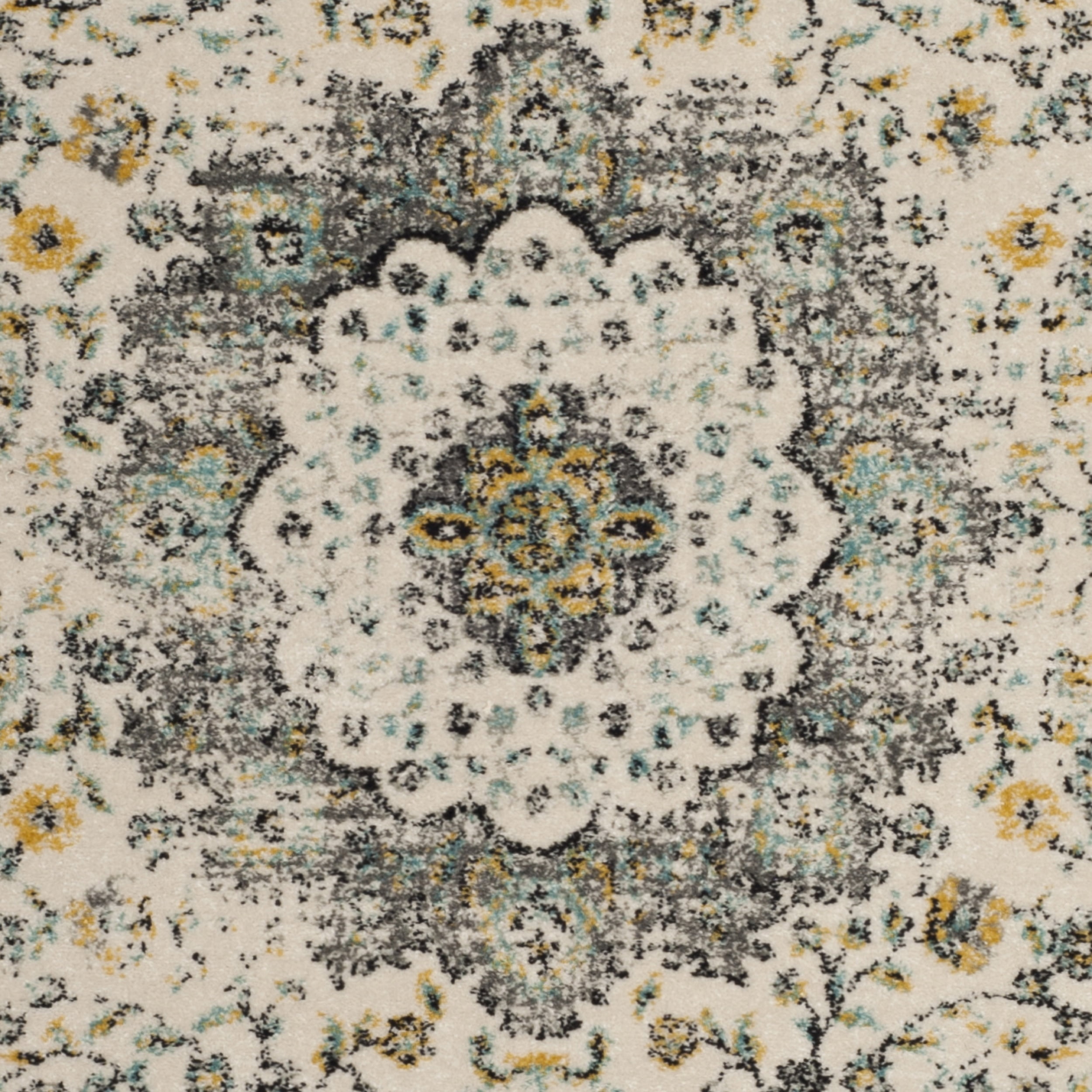 SAFAVIEH Evoke Teale Traditional Bordered Area Rug, Grey/Gold, 6'7" x 6'7" Round