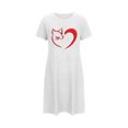 thumbnail image 5 of Lorytime Womens Nightgowns Soft for Older Women Knee Length Short Sleeve Sleepdress Oversized Round Neck Heart Print Nightshirts Nightgowns Pajamas Dress Lounge Nightdress White L, 5 of 5