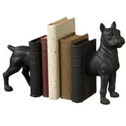 Angle View: Set of 2 Traditional-Style Black Boxer Dog Bookends 12"