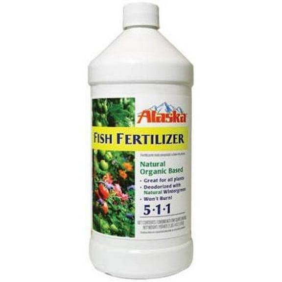 Alaska Fish Fertilizer Concentrate 5-1-1 - Natural Liquid Plant Food - 32 Oz Quart