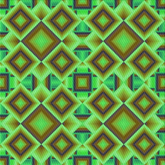 Ahgly Company Indoor Square Patterned Neon Green Area Rugs, 4' Square