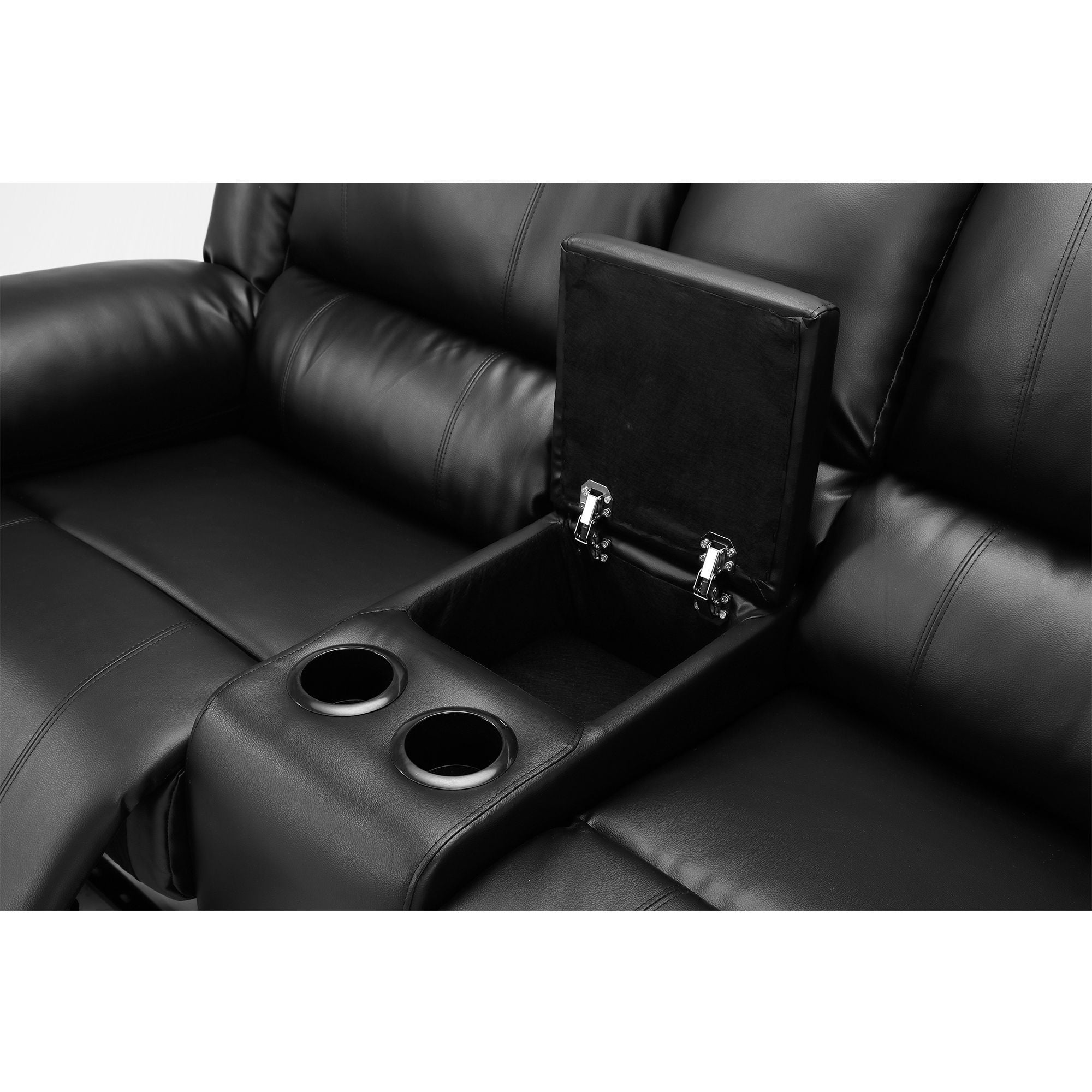 Aufka 5 Seater Sectional Sofa Couch,107" Reclining Sofa Chair for Living Room with Cup Holder,Black