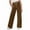 Brown, variant on Girls School Uniform Pants, Solid Casual Elastic Waist Wide - Leg Pants Navy 9-10 Years