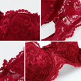 thumbnail image 5 of iHPH7 Lace Bra for Women Push Up Underwire Padded Bras Beautiful Floral Plunge Everyday Bra Comfort Demi Cup Intimates Wine 36, 5 of 7