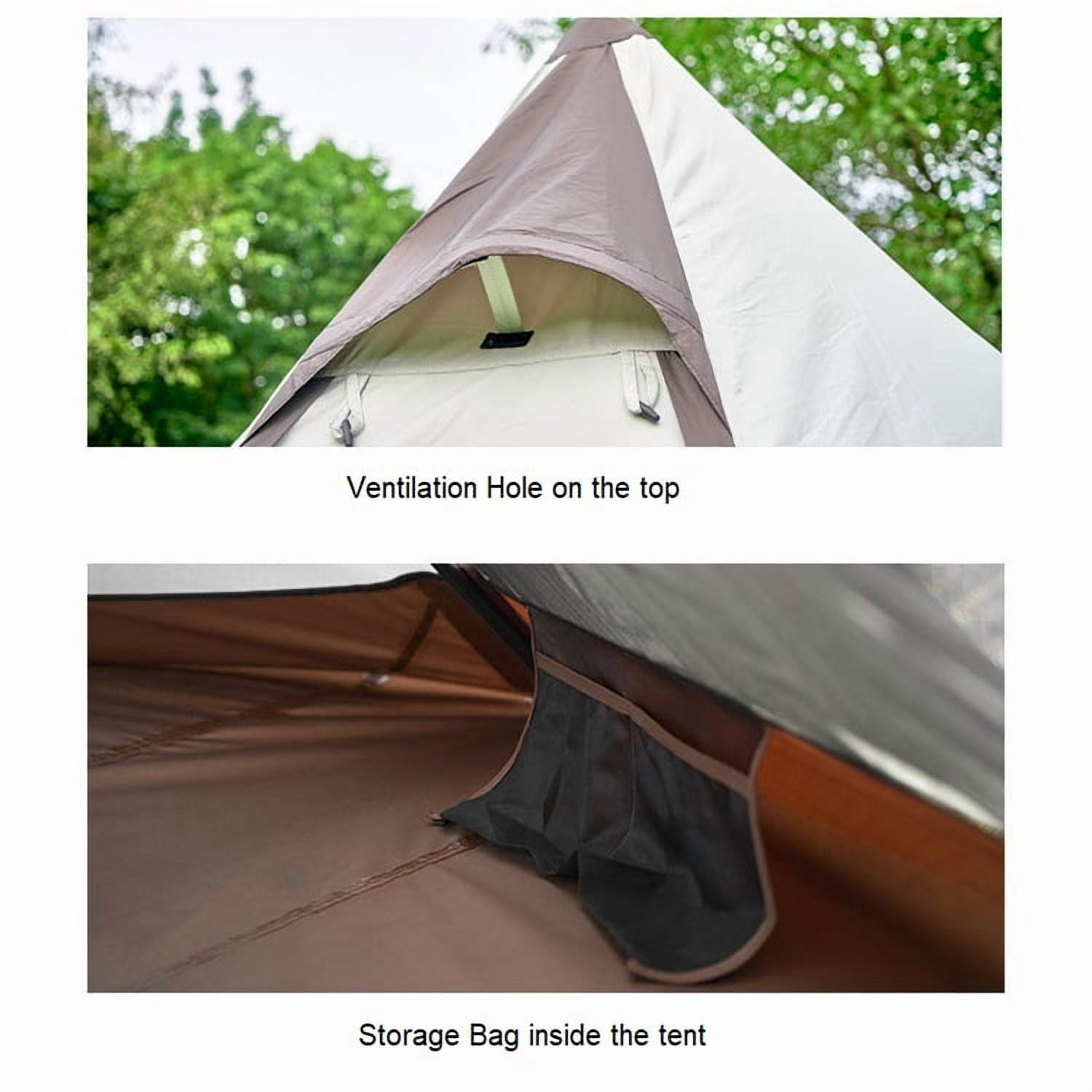 Outdoor Portable Camping Pyramid Tent Waterproof Anti-UV Centre-Pole-Free Indian Teepee Tent